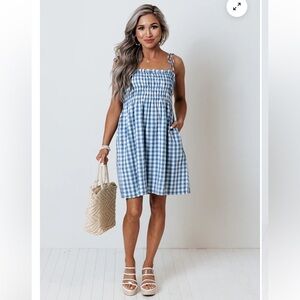 WATERLOO GINGHAM DRESS IN BLUE EUC